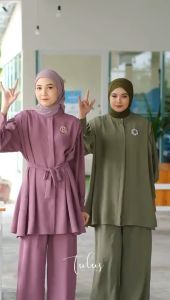 Tulus Signature Wuly Set LD 120 / One Set Wanita Polos / Setelan Celana Crinkle Airflow Import Busui Friendly