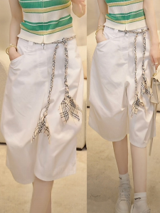 Shalldoer | Stylish Pure Color Drawstring Seven-Eighths Straight Casual Pants
