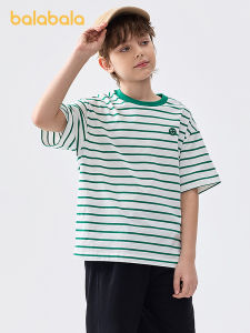 Balabala เสื้อยืดเด็กผู้หญิงผ้าฝ้ายแขนครึ่งท่อนลายการ์ตูนสไตล์ใหม่ฤดูร้อน