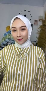Kemeja Wanita Formal Motif Salur Garis Bahan Katun Rayon By JA Fashion