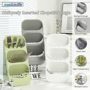 JustLiving 1pcs Dustproof Multifunctional Kitchen Put Cutlery Organizer Tube Chopsticks Spoon Spatula Shelf Wall Mounted Basket Cage 3 Layer Cutlery Rack Draining Rack
