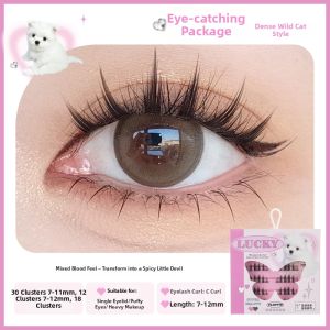 Flortte | Self-adhesive Natural Sectioned Transparent Stem Comic-style False Lashes