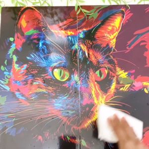 AFTEREAT HIASAN DINDING 4 IN 1 SET LUKISAN POSTER KUCING KEREN WALLDECOR NUANSA ABSTRAK PAINTING LUKISAN ALAM HIASAN DAN PAJANGAN RUMAH KAYU KEKINIAN