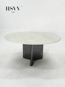 Natural Calacatta Ice Jade round Dining Table Designer Minimalist High End Italian Style Luxury Stone Table Large Flat Layer