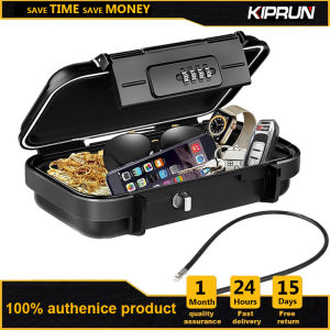 KIPRUN Portable Safe Box Waterproof Anti-Theft Beach Travel Safe Lock Box Combination Security Lockbox with Removable Wire Rope for Outside Activities Hotel Home Office Car