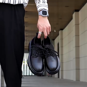 Business leather shoes mens summer teenagers British style student thick bottom suit mens casual trendy shoes
