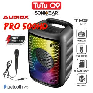 SonicGear Audiox Pro 500HD Portable Speaker with Bluetooth FM Radio Microphone Input FREE WIRED MIC