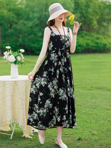 Summer Floral Print Regular Splice Strapless Long Dress Elegance Cotton Silk Dress Floral Inlay Strapless Gown Commute Style