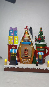 D&D Home l Christmas Shop Bakery Coffee Decorative Display with Santa Figure ( FXC905 l FXC904 )