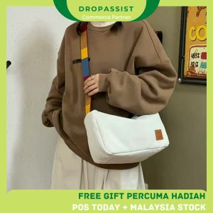 DROPASSIST 1108 Fashion design leisure women zip bag canvas bag casual single belt beg shoulder tote bag wanita