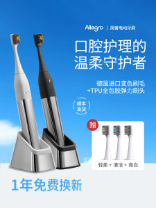 Allegro Electric Toothbrush M1 ชุดแปรงฟันไฟฟ้าพร้อมฐานดูดซับแม่เหล็ก ชุดของขวัญวันคริสต์มาสสำหรับคู่รัก แปรงฟันไฟฟ้าแบบสะท้อนเสียงสำหรับผู้ใหญ่