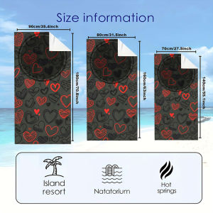 dark red heart doodle Quick Drying Microfiber Beach Towel Lightweight for Swimming Camping Yoga - Bath Towel