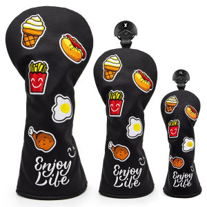 Hot sale Headcovers Delicious Food Design #1 #3 #5 Wood Head covers White Leather Driver Fairway Hybrid Woods Headcover