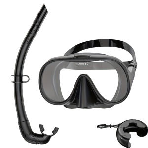 Snorkel Set AdultsFrameless Snorkeling Mask Ultra Wide View Snorkel Mask Set Portable Diving Snorkeling Set