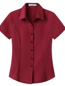White Slim-fit Short Sleeve Womens Shirt