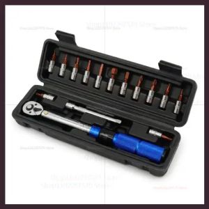 15pcs Bicycle Torque Wrench Set 1/4 Inch Adjustable 2-24Nm Hex Wrench Kit for Bike Maintenance Repair and Assembly Suitable