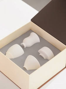 [Gift Box] 4pcs Premium Jade Ceramic Tea Cup Set - Nordic Minimalist Afternoon Tea Mugs for Coffee/Tea - Luxury Housewarming & Birthday Gift for Besties