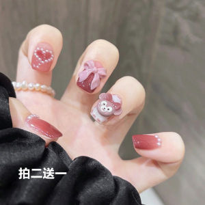 Short Wearing False Nails Cartoon Design Full Set for Students Children Easy to Wear Home Nail Art Tools Kits Popular Online