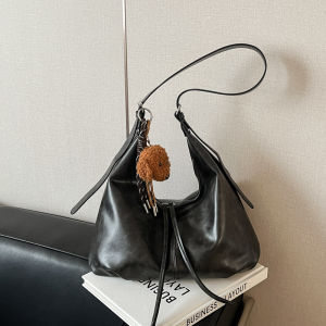 Fashionable Retro Underarm Tote Bag Womens Large Capacity Soft Leather Crossbody Bag American Vintage Style Handbag