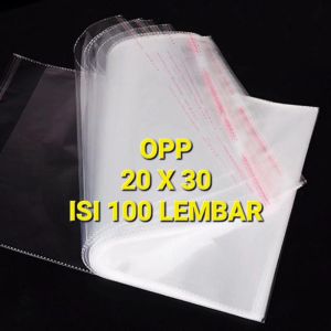 (ISI 100) PLASTIK OPP LEM 20X30 - PLASTIK OPP BAJU
