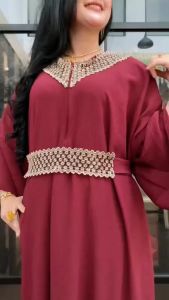 Gamis Crinkle Airflow Kaftan Jumbo Polos Bandana 2in1 Gamis Lebaran 2024