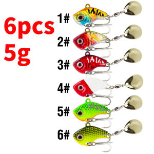 AKAKUMA | 6PC 5g/7g/10g/14g/20g Rotating Metal Vib Sinking Fishing Lure 3D Eyes  Hard Baits Spinners Jigging Lure Sequin Crankbait
