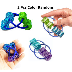 Double Circle Flip Decompression Chain Fidget Finger Rotator Sensory Toy Metal Puzzle Keychain Handle Piece Enlightenment Gift