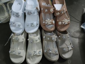 (TẶNG KÈM CHARM ĐÁ) Dép quái ngang 2 quai đế cao 7cm đính charm đá