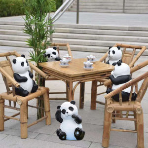 Large Size Glass Steel Panda Bear Sculpture Outdoor Garden Decorative Ornaments Cartoon Style Community Decorations Handmade