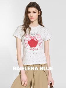 BEIQIANI | Dot Print Fitted Standard Shoulder T-Shirt