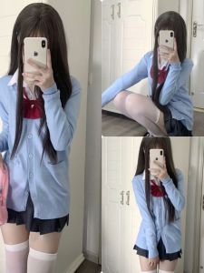 Áo Len Cardigan JK Dài Tay Màu Xám Đậm Cho Nữ Áo Khoác Ngoài Thời Trang Mùa Xuân Thu Phong Cách Học Viện Nhật Bản Áo Phông Dài Tay Đa Năng