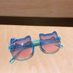 New Korean Style Cat Shape Childrens Cute Cartoon Sunglasses Kids Anti UV Eyewear Round Colourful Sunglass