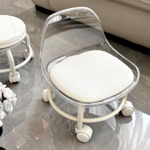 Rolling Acrylic Coffee Table Stool Childrens Small Sofa Stool with Universal Wheels Living Room Moving Stool Modern Simple Style