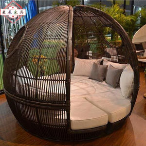 Outdoor Wicker Sofa Bed Villa Creative Bird Nest Lounger Hotel Swimming Pool Resort Large round Bed Courtyard Homestay