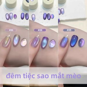 TC 1-9 Hạt Pha Lê Thủy Tinh Màu Xanh Tím Mắt Mèo Dùng Trang Trí Móng Tay Gel Lấp Lánh Phong Cách Nữ Thần Khuyến Nghị Nhựa 10ml