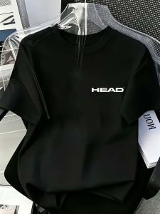 HEAD | Áo Thun Nam Cổ Tròn Màu Xám Đậm Tay Ngắn Chất Liệu Polyester Thoáng Khí Thích Hợp Cho Tập Tennis Và Các Môn Thể Thao Ngoài Trời