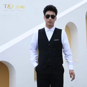 Áo Gile nam thời trang cao cấp thiết kế sang trọng tinh tế có đai lưng cách điệu N32