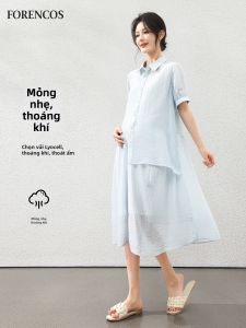 FORENCOS | Đầm Suông Tencel Dài Trung Bình Cho Bà Bầu Mùa Hè