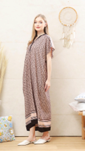 Kaftan Tidur Wanita Moden Long Dress Kelawar Loose Kain Sejuk Fashion Santai Comfywear