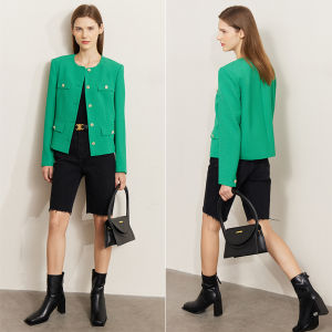 AMII | Chic Flax-Style Short Jacket for Petite Women