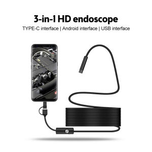 1m/3m/5m Endoscope Inspection Camera 5.5mm HD Borescope with 6 LED Lights Waterproof Snake Camera Metal Gooseneck Camera