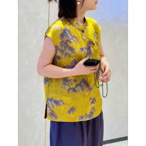 QINGNAER | Elegant Luxurious Traditional Chinese Style Plus Size Womens T-Shirt