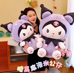 Boneka Kuromi Jumbo Kartun Sanrio Mainan Anak Bahan Lembut Hadiah Ulang Tahun Ukuran 55cm
