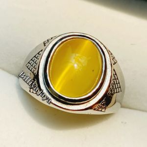 CINCIN BATU YELLOW CAT EYE RING TITANIUM