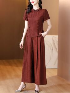 MAIMEI | Slimming Two-Piece Set For Middle-Aged Mothers Summer New Arrival High-End Guangzhou Wide-Master Thirteen-Row Polyester Fiber