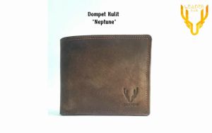 Leaderbag Dompet Lipat Pria Kulit Sapi Crazy Hourse Leather Warna Coklat tua Tahan Api Atau Dompet Pendek Cowok Terbaru Waterproof Neptune V2 E04