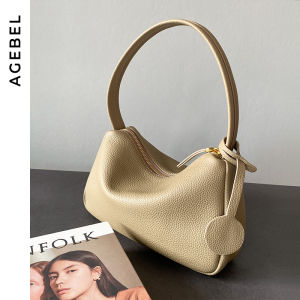 Top Layer Cowhide Leather French Style Single Shoulder Bag Womens 2025 New Commuter Bag Soft Handle Casual Leisure Zipper Closure