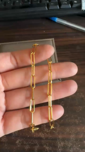 Womens Bracelet Set 18k Saudi Gold Paperclip Bracelet - Super Lightweight! Perfect for Women! Timeless Style