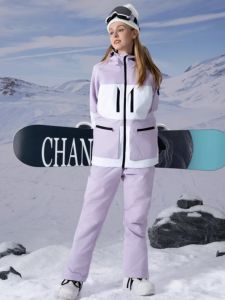 24 Trendy Ski Suit Womens Veneer Double Board Windproof Waterproof and Warm Outdoor Thickened Ski Pants Mens and Womens Suits