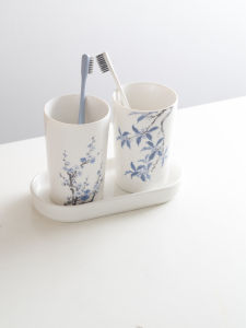 Cốc Đựng Nước Súc Miệng Bằng Gốm Sứ Kiểu Trung Quốc Dùng Cho Cặp Đôi Cốc Đựng Bàn Chải Đánh Răng Chất Liệu Gốm Sứ Thiết Kế Giản Dị